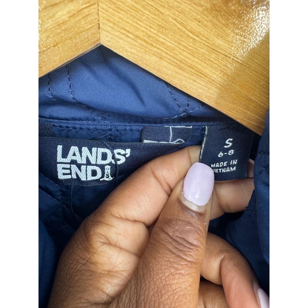 Lands End Quilted Jacket Womens S Blue Diamond Stitch Barn Coat Fall Outdoor - Picture 2 of 9